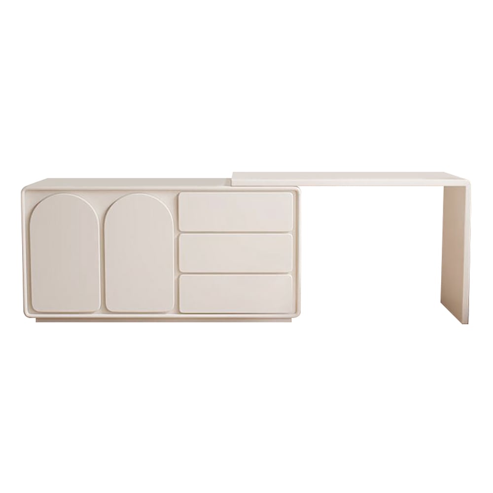 Arem Modern Off White Makeup Vanity Retracted Dressing Table Beauty Station with Drawers