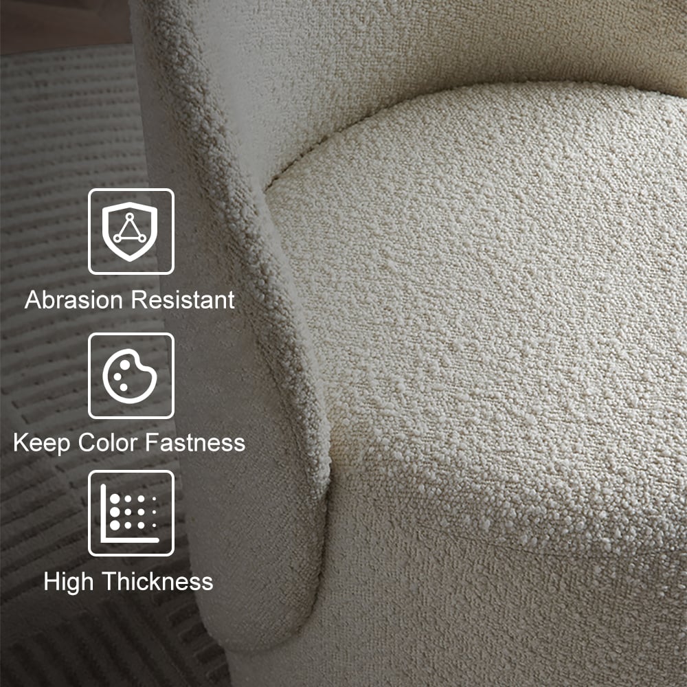 Boucle Round Back Swivel Vanity Stool Accent Chair