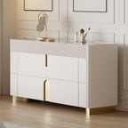 Artus 59"W 6 Drawer Dresser Glass Top Closet Island with Jewelry Display Storage