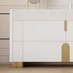 Artus 59"W 6 Drawer Dresser Glass Top Closet Island with Jewelry Display Storage