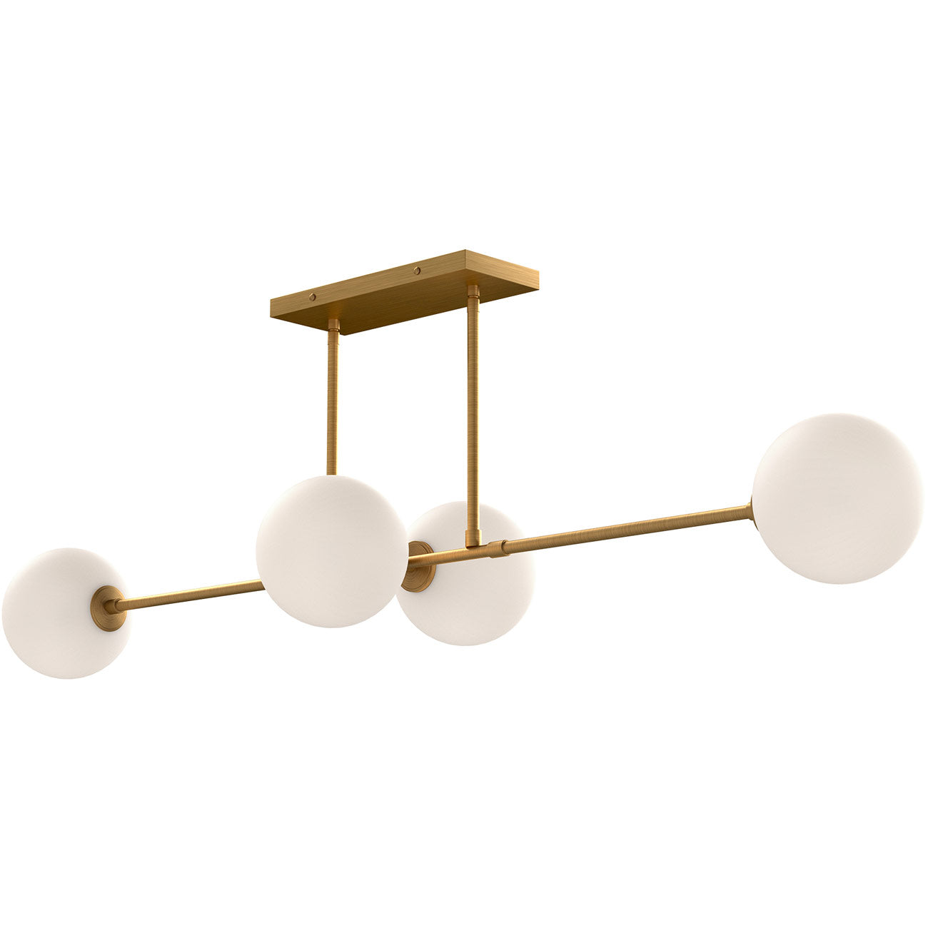 Cassia Mid-Century Modern Linear Pendant Light with Glass Globes