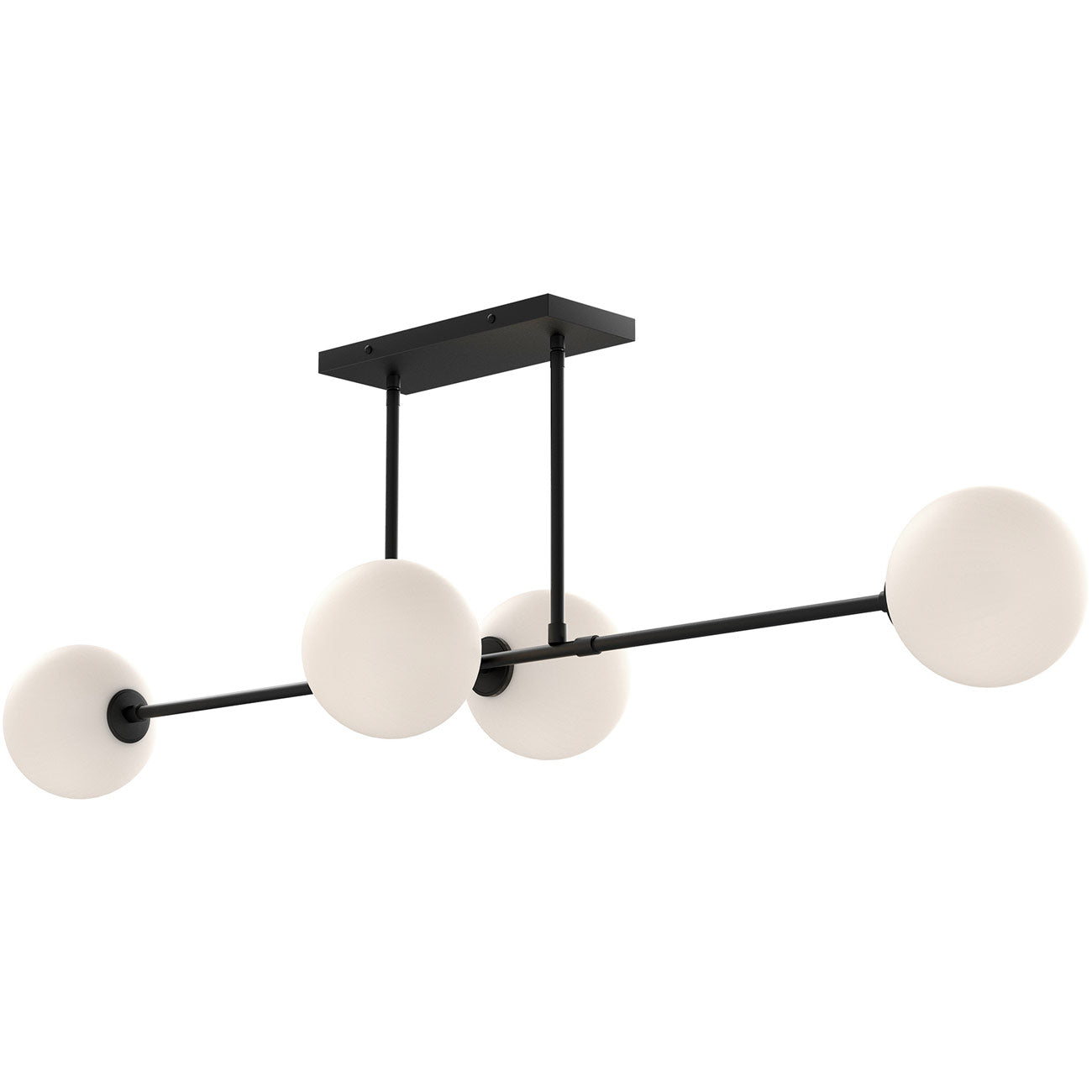 Cassia Mid-Century Modern Linear Pendant Light with Glass Globes