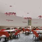 Modern Mid-Century Iron Geometric Line Combination LED Chandelier For Living Room