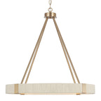 Delaney Matte Brass Chandelier with Bleached Natural Rope Accents - Elegant Designer Lighting