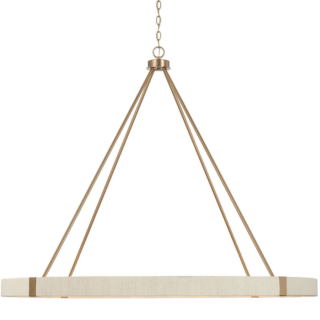 Delaney Matte Brass Chandelier with Bleached Natural Rope Accents - Elegant Designer Lighting