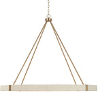 Delaney Matte Brass Chandelier with Bleached Natural Rope Accents - Elegant Designer Lighting