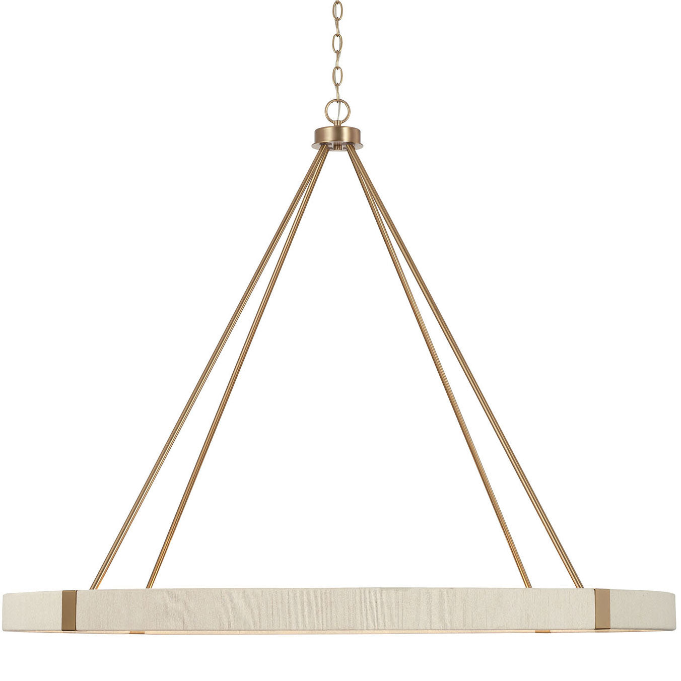 Delaney Matte Brass Chandelier with Bleached Natural Rope Accents - Elegant Designer Lighting