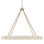 Delaney Matte Brass Chandelier with Bleached Natural Rope Accents - Elegant Designer Lighting