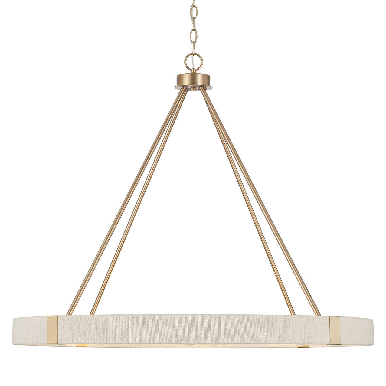 Delaney Matte Brass Chandelier with Bleached Natural Rope Accents - Elegant Designer Lighting
