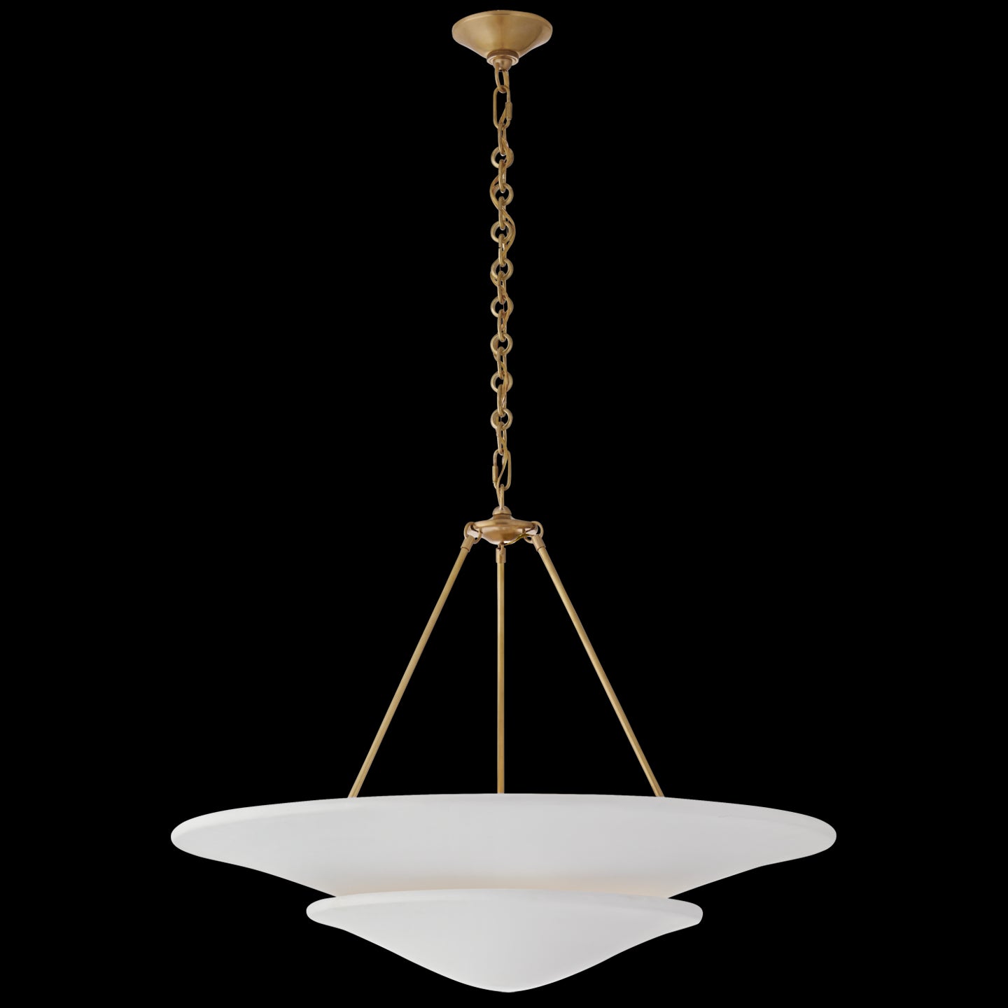 Mollino Chandelier by AERIN - Vintage French Sculpture-Inspired Plaster Finish with Hand-Rubbed Antique Brass