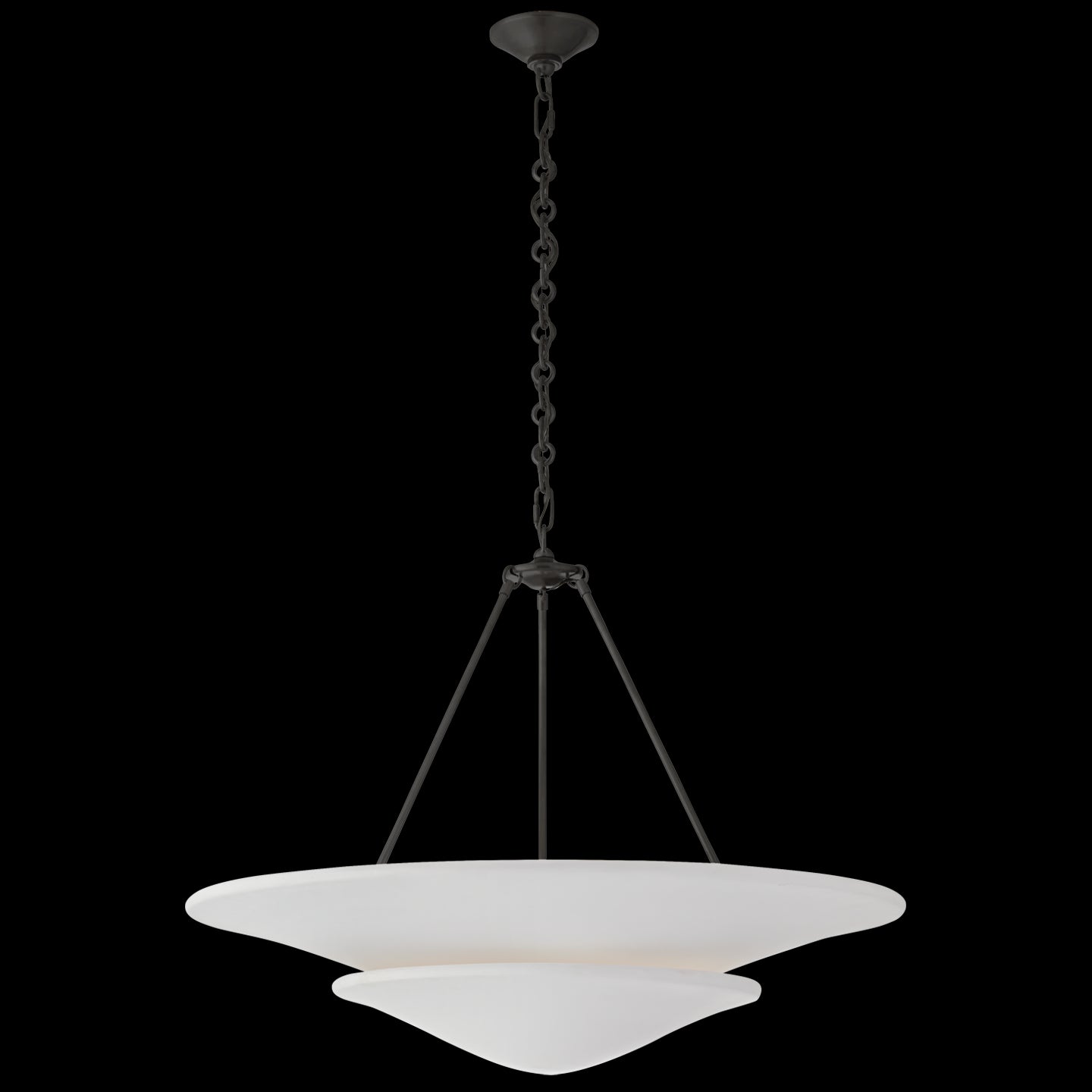 Mollino Chandelier by AERIN - Vintage French Sculpture-Inspired Plaster Finish with Hand-Rubbed Antique Brass