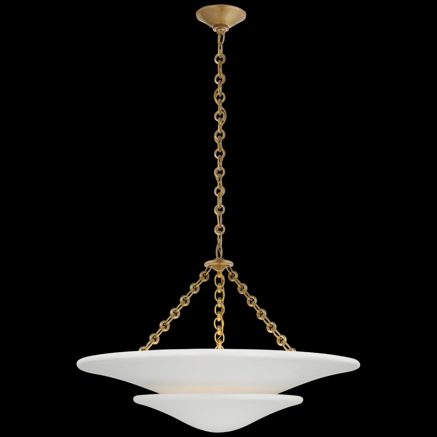 Mollino Chandelier by AERIN - Vintage French Sculpture-Inspired Plaster Finish with Hand-Rubbed Antique Brass