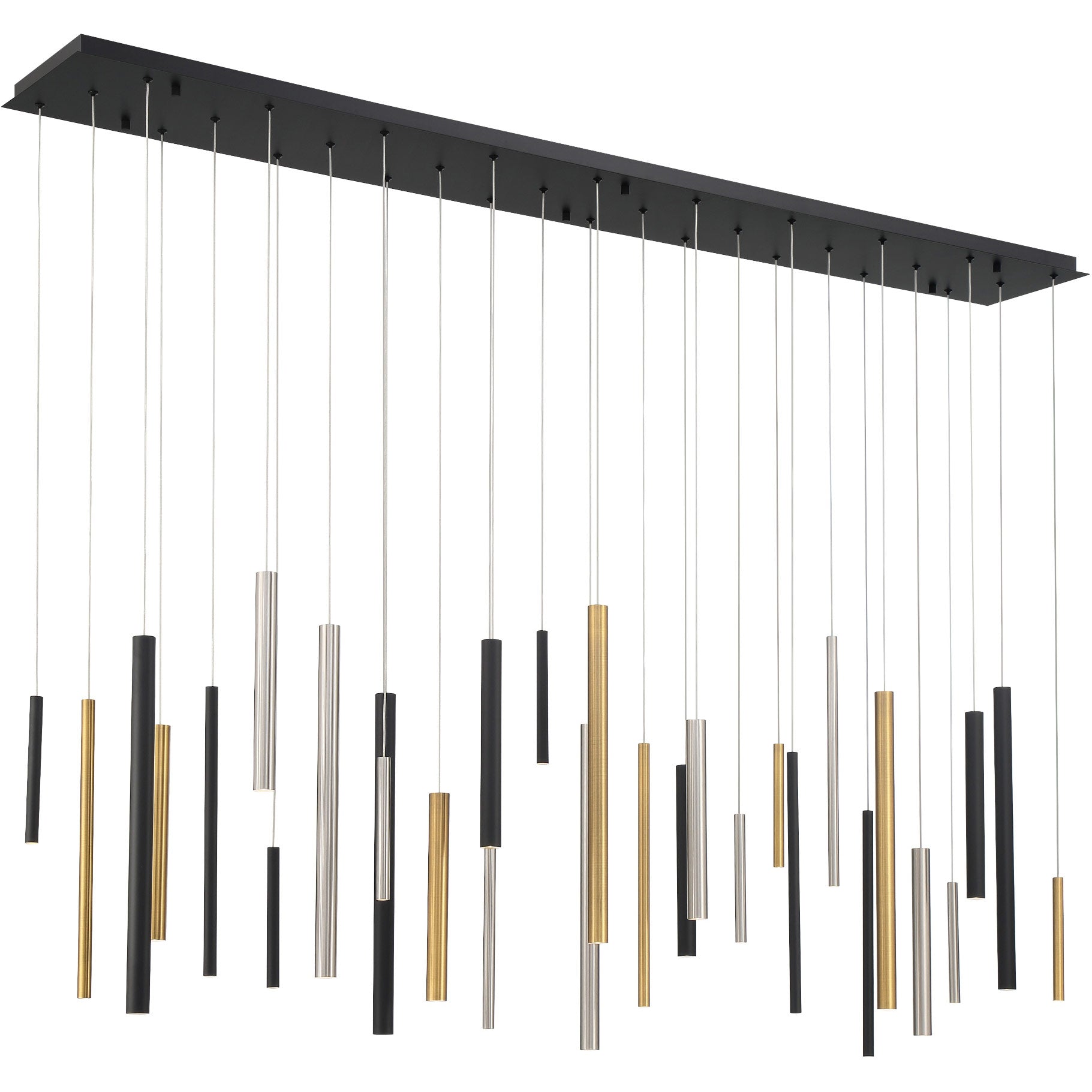 Santana Modern Linear Multi-Light Pendant Chandelier - Adjustable Height Aluminum Tube Fixture