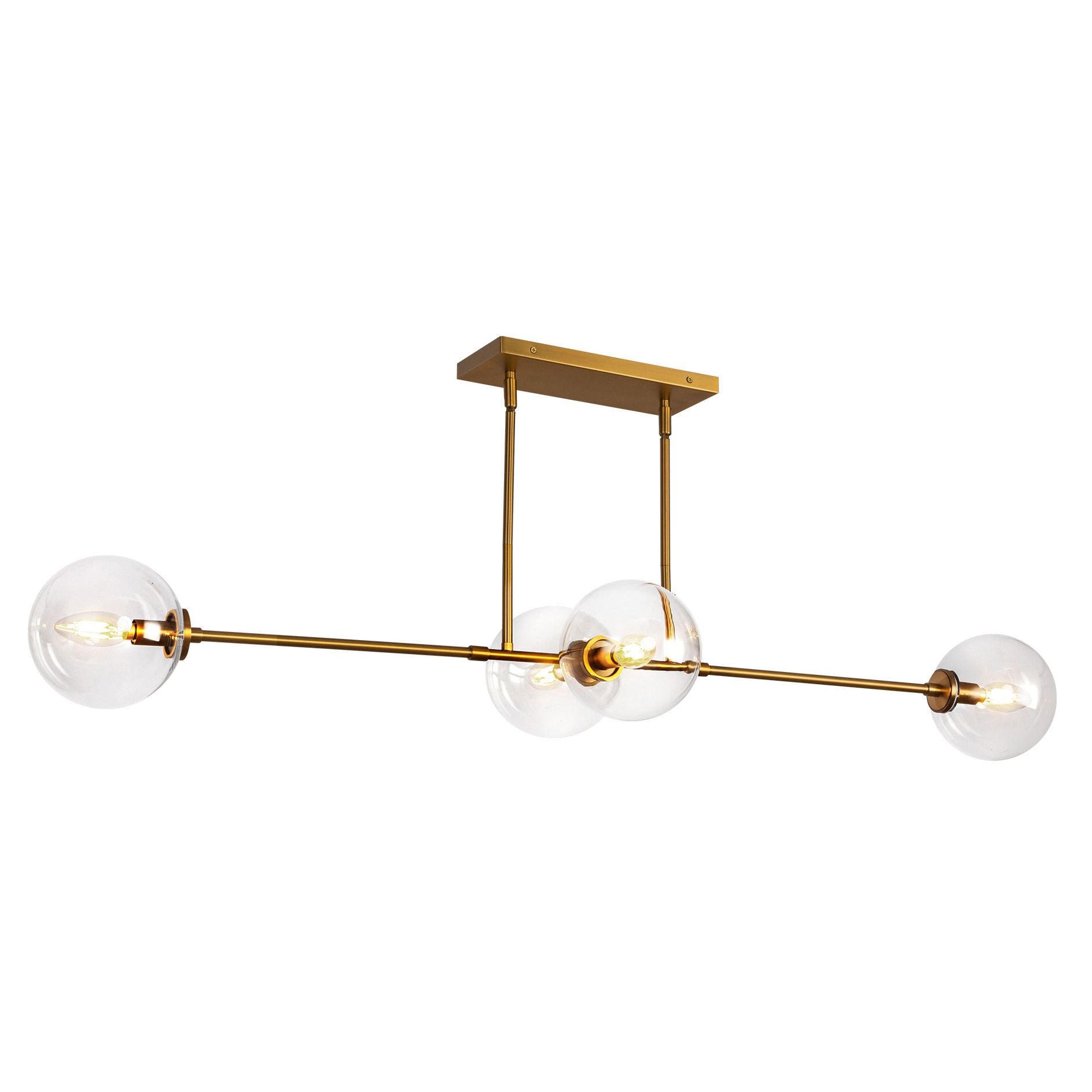 Cassia Mid-Century Modern Linear Pendant Light with Glass Globes