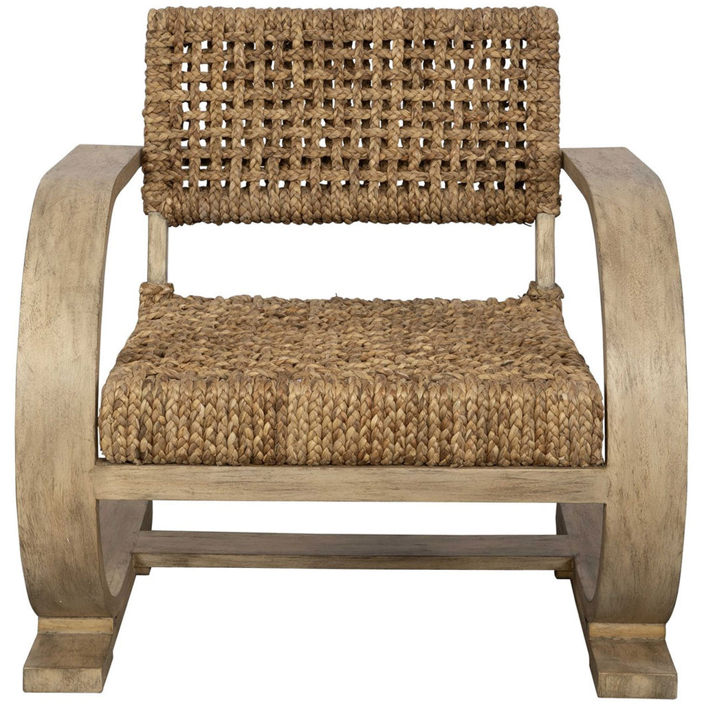 Rehema Natural Woven Water Hyacinth Accent Chair with Solid Wood Frame