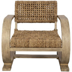 Rehema Natural Woven Water Hyacinth Accent Chair with Solid Wood Frame