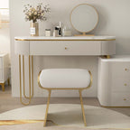 Upart Leath-aire Upholstered Vanity Stool with Gold Frame