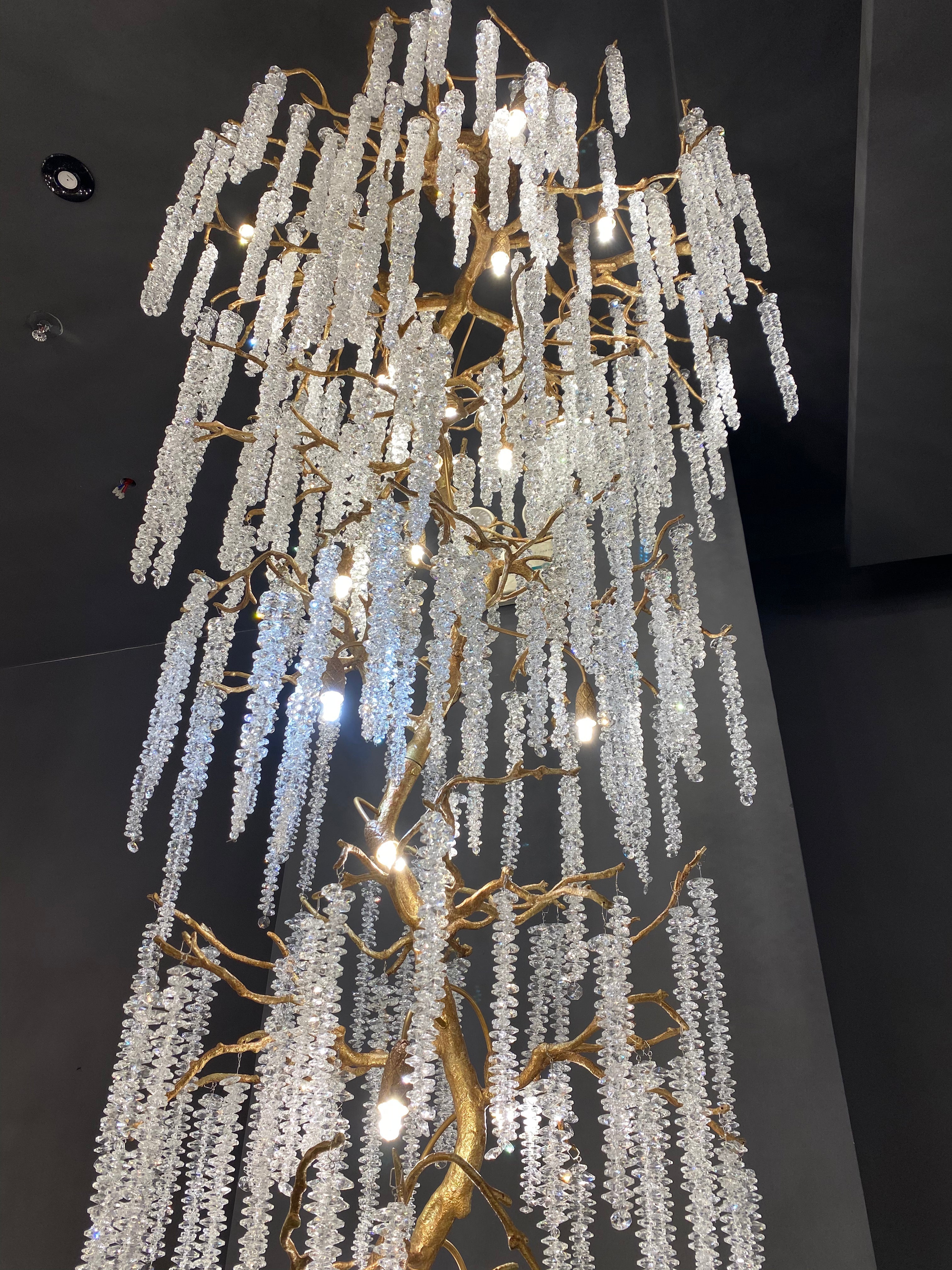 Extra Large Crystal Icicle Chandelier in Tree Branch Design for Grand Staircases and Hallways