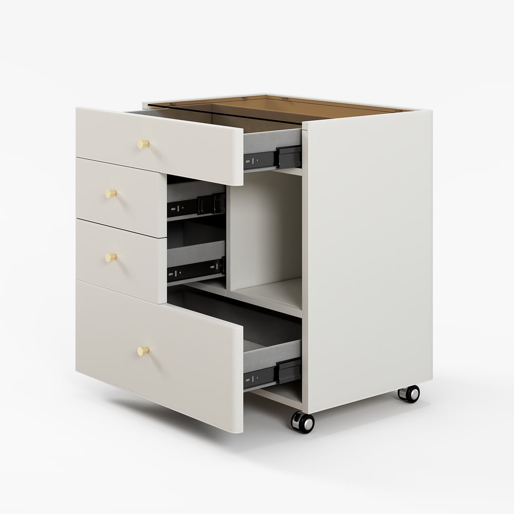 Saddle Leather Walk-In Closet Island Jewelry Dresser with Glass Top