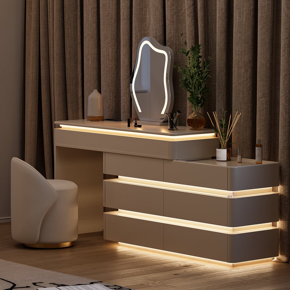 Lumio 47" Smart Makeup Vanity Retractable Dressing Table with Mirror & Lights