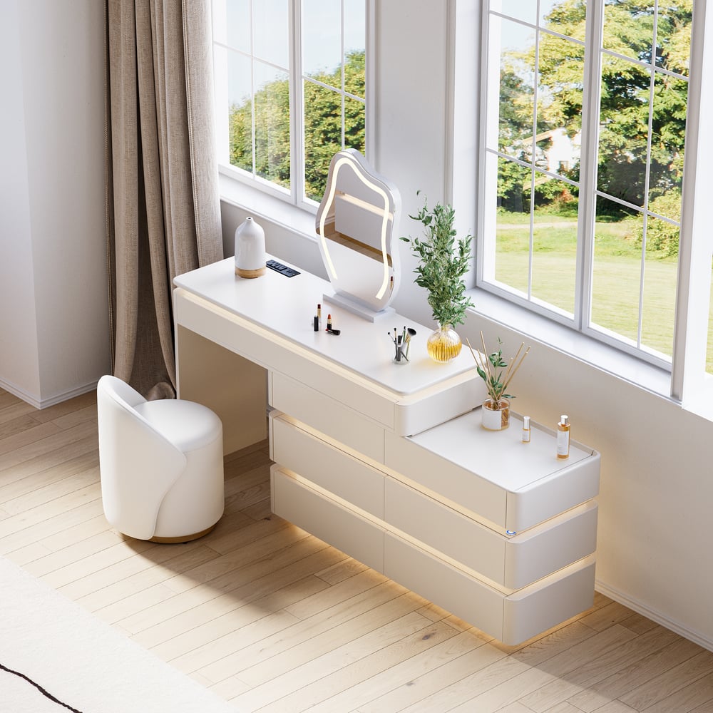 Lumio 47" Smart Makeup Vanity Retractable Dressing Table with Mirror & Lights