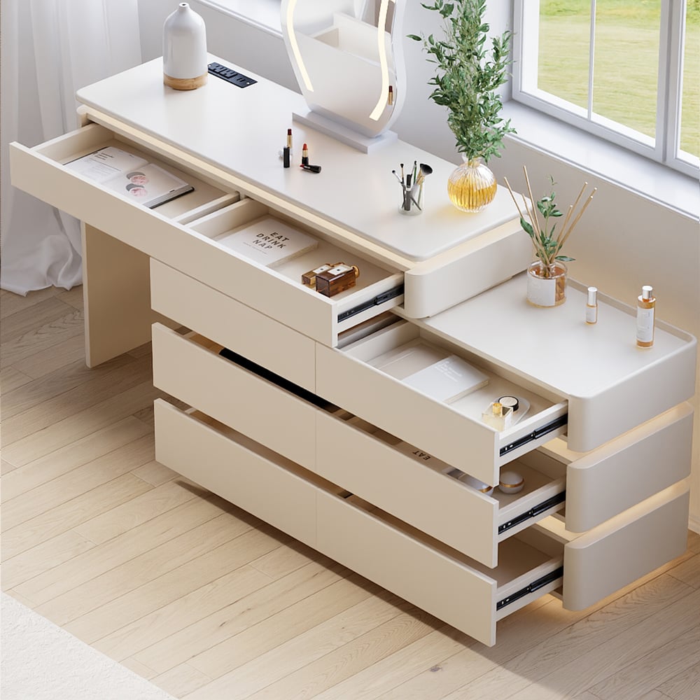 Lumio 47" Smart Makeup Vanity Retractable Dressing Table with Mirror & Lights