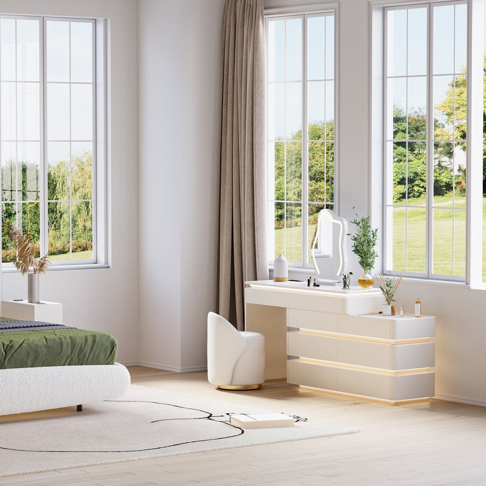 Lumio 47" Smart Makeup Vanity Retractable Dressing Table with Mirror & Lights