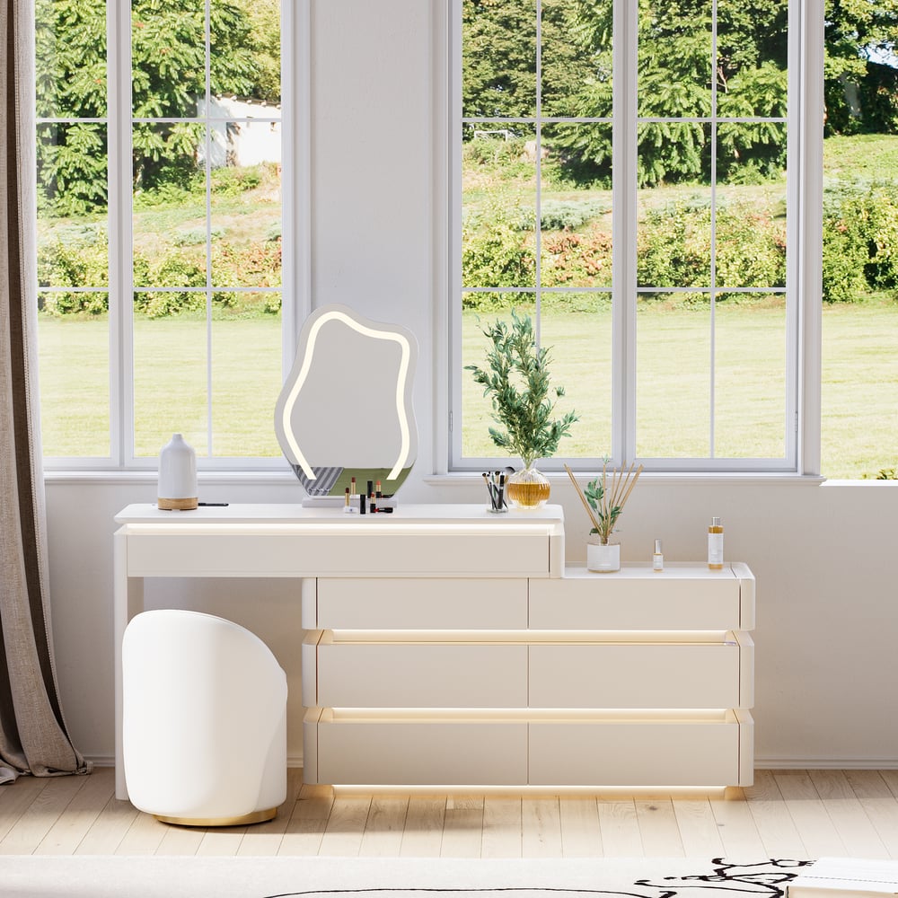 Lumio 47" Smart Makeup Vanity Retractable Dressing Table with Mirror & Lights