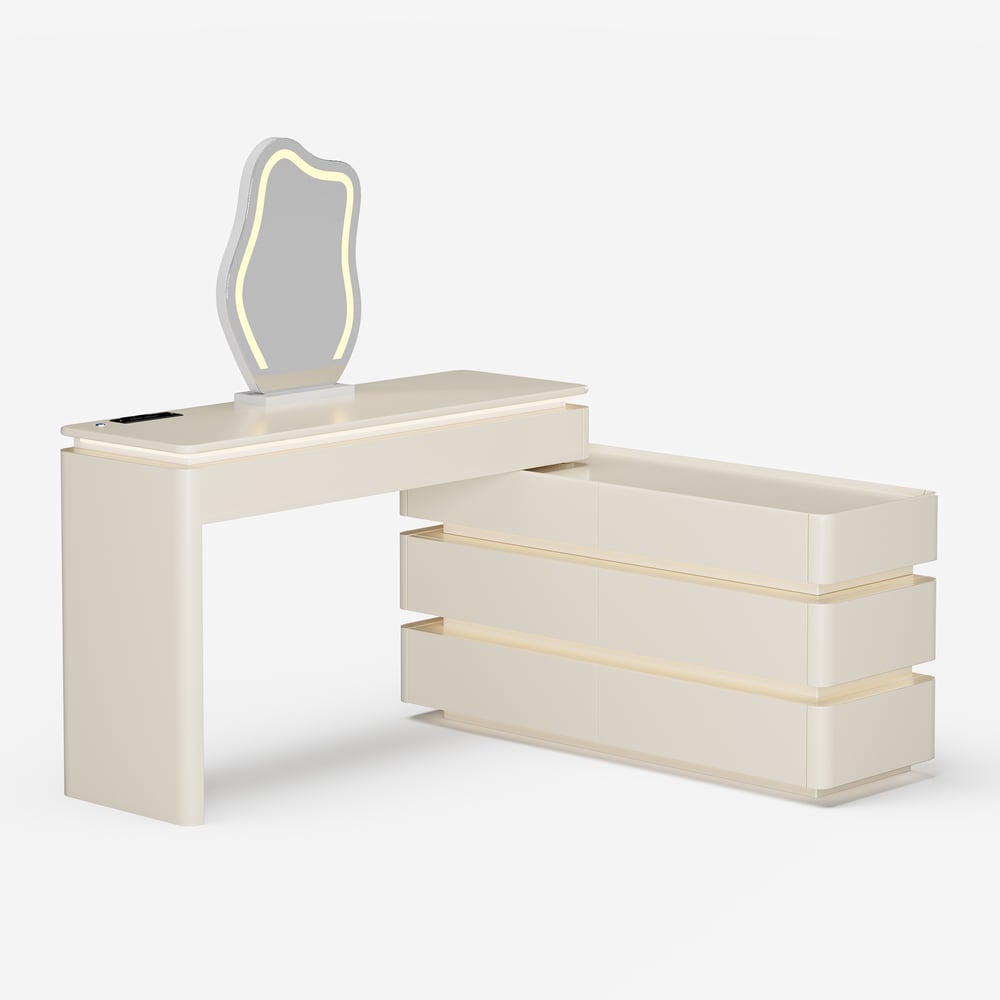Lumio 47" Smart Makeup Vanity Retractable Dressing Table with Mirror & Lights