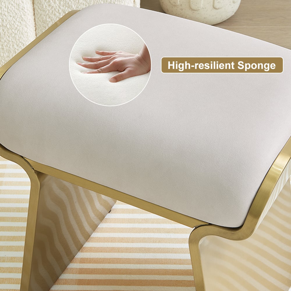 Upart Leath-aire Upholstered Vanity Stool with Gold Frame