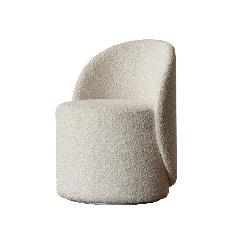 Boucle Round Back Swivel Vanity Stool Accent Chair