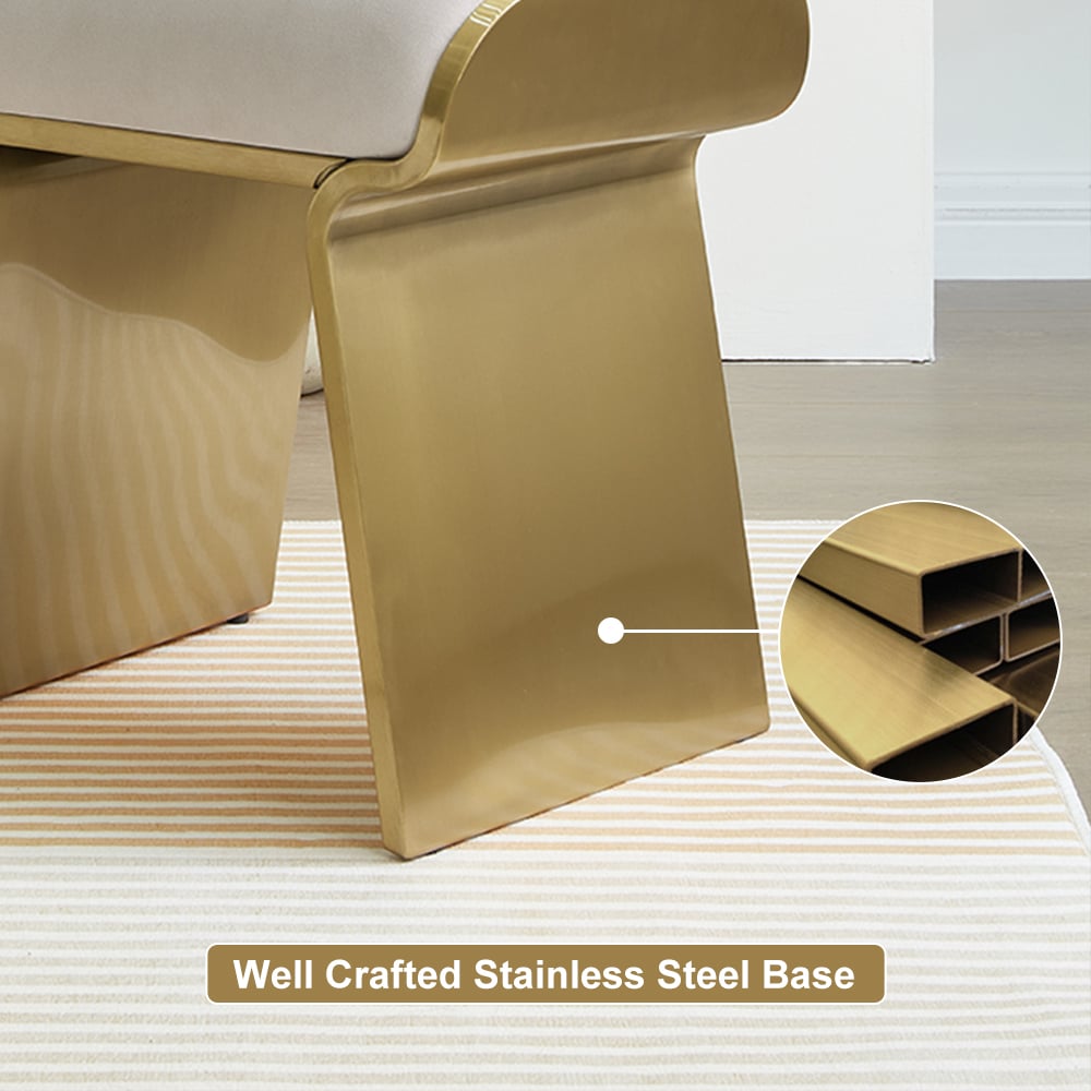 Upart Leath-aire Upholstered Vanity Stool with Gold Frame