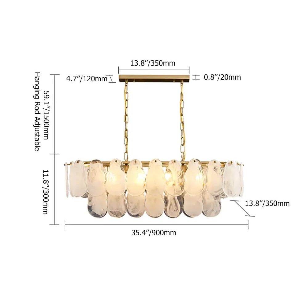 Cloude Modern Multi-Tier Cloud Glass Pendant Light Kitchen Island Light Adjustable Chain