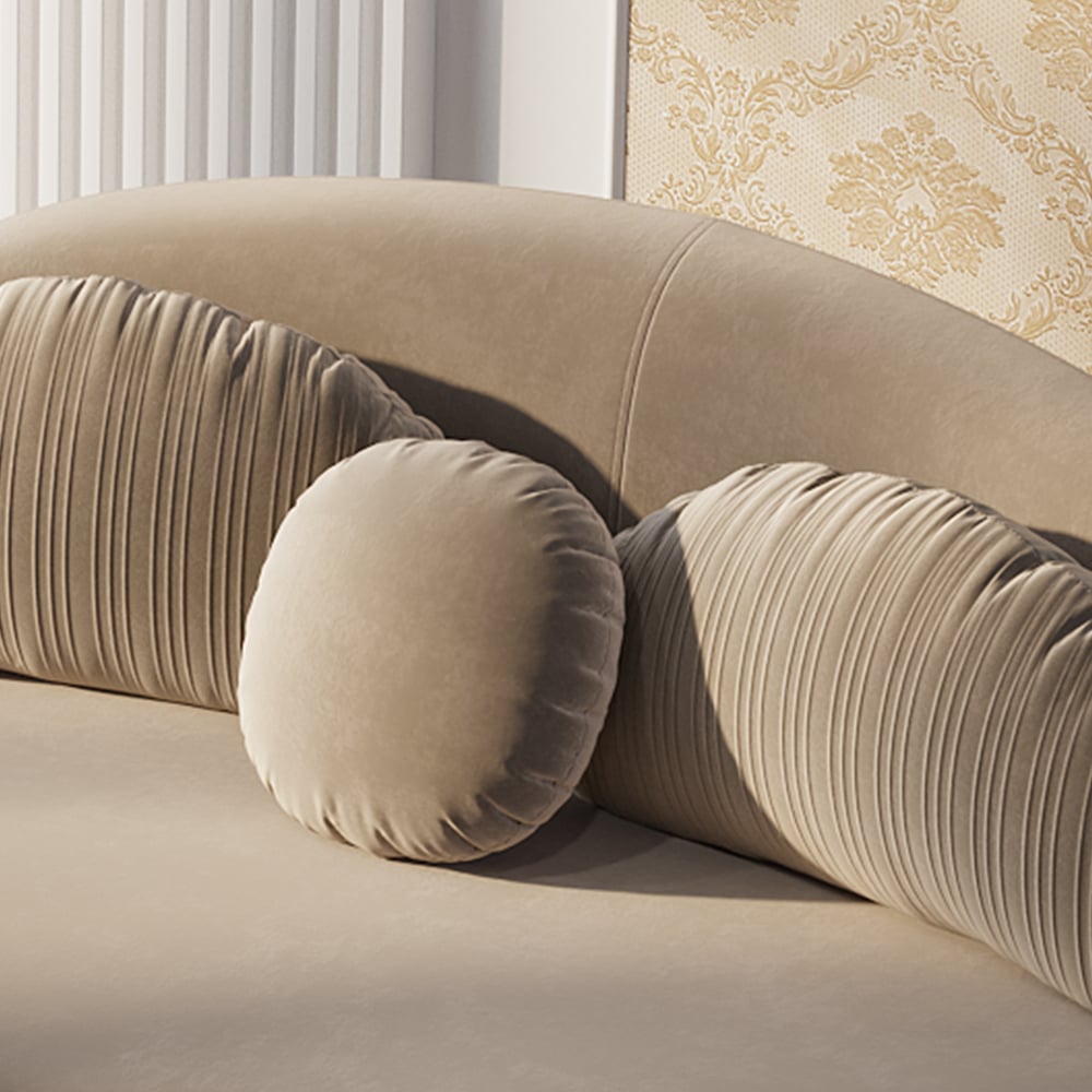 146" 4-Piece Curved Velvet Sectional Sofa with Ottoman & Pillows