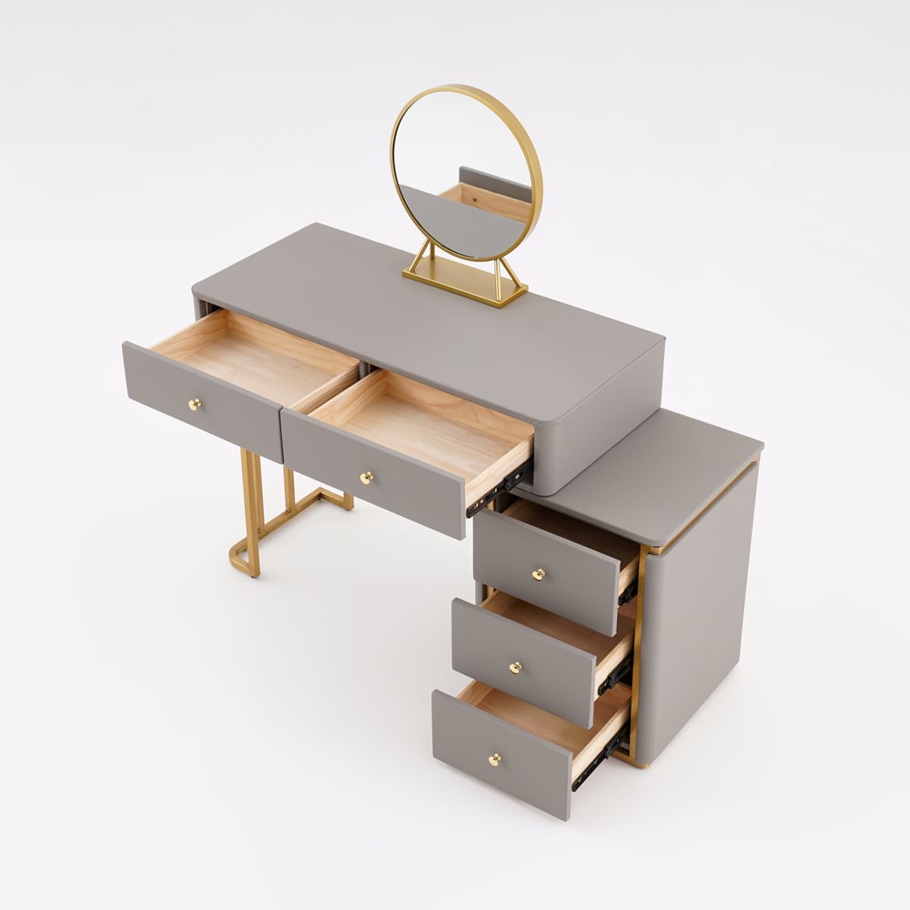 Makeup Vanity Set with Drawers Retractable Dressing Table Stool & Mirror Included