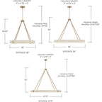 Delaney Matte Brass Chandelier with Bleached Natural Rope Accents - Elegant Designer Lighting