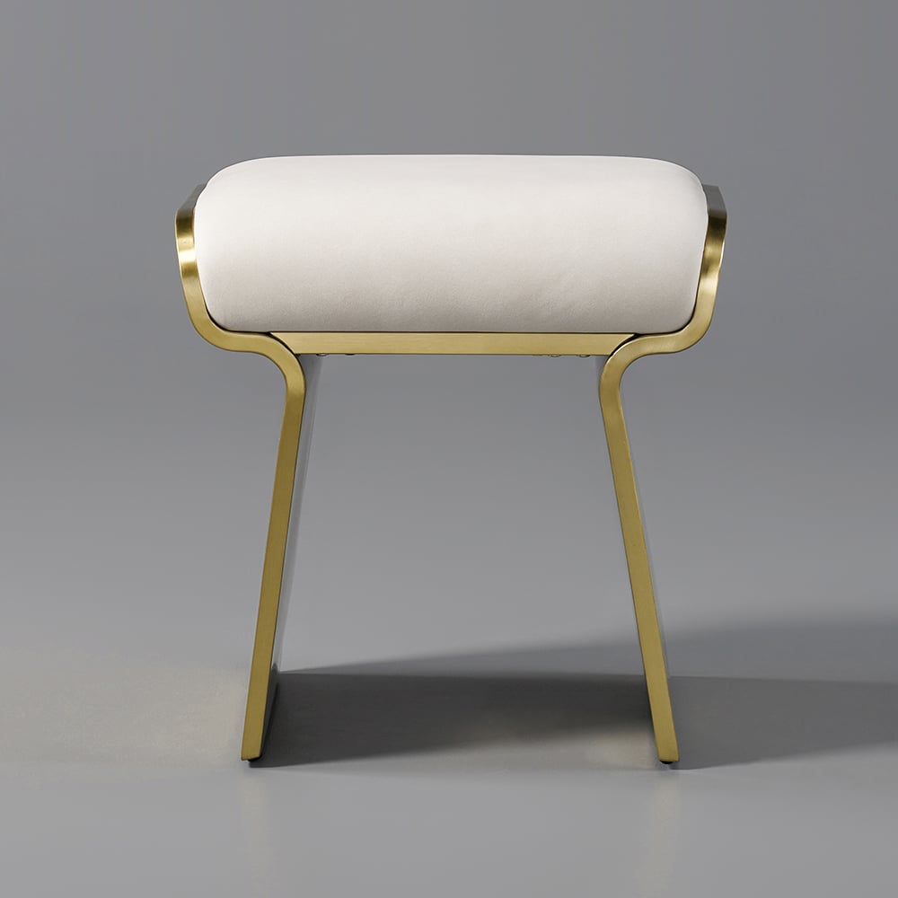 Upart Leath-aire Upholstered Vanity Stool with Gold Frame