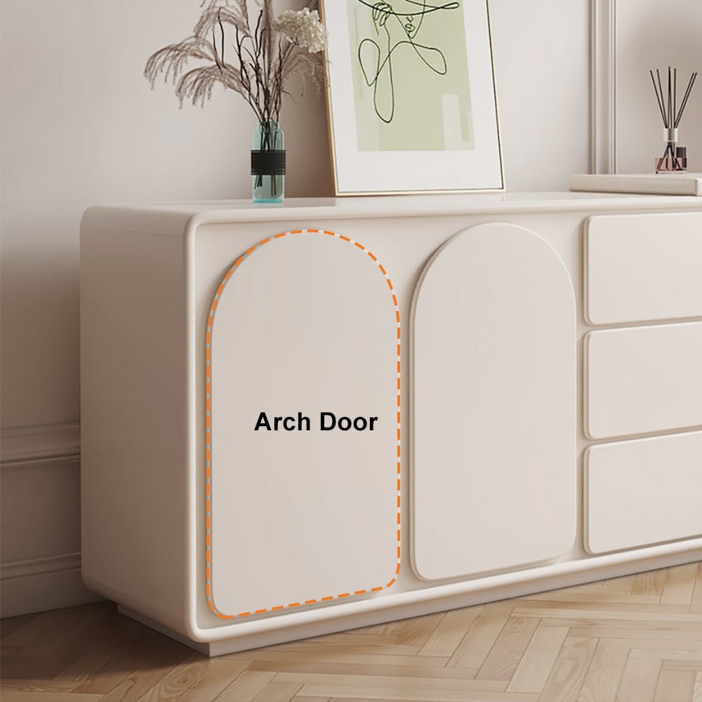 Arem Modern Off White Makeup Vanity Retracted Dressing Table Beauty Station with Drawers