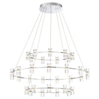 Netto Modern Three-Tier Chandelier with Chrome Finish and Frosted Acrylic Accents