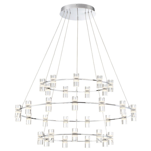 Netto Modern Three-Tier Chandelier with Chrome Finish and Frosted Acrylic Accents