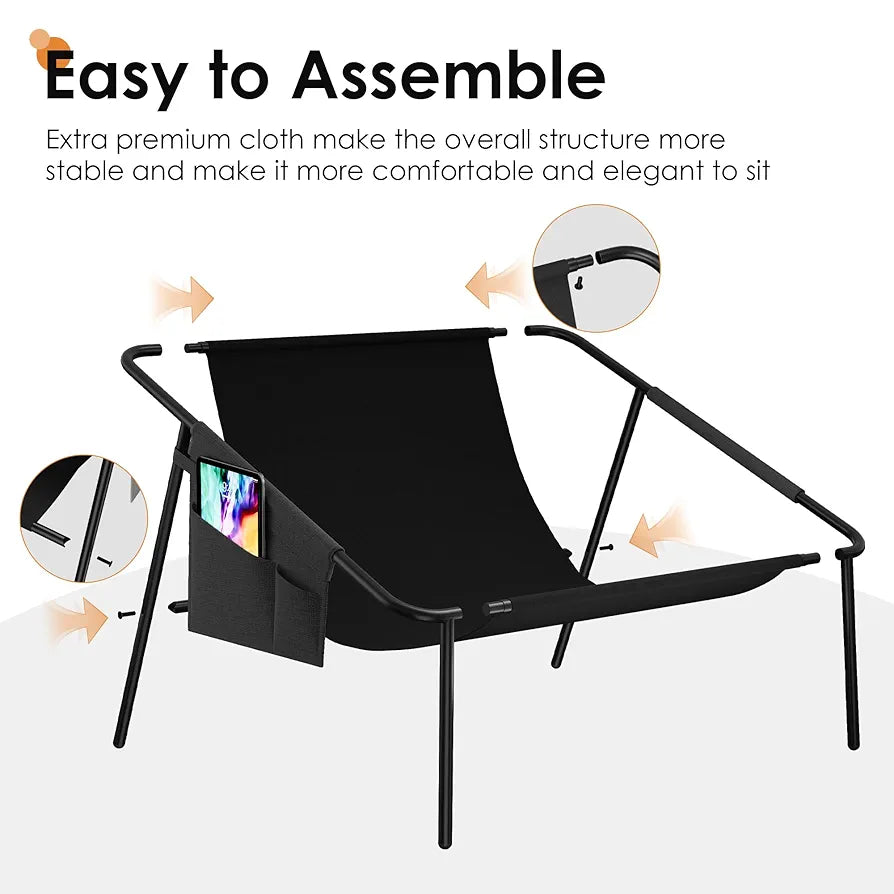 Apicizon Accent Chairs Set of 2, Upholstered Soft Reading Chair, Modern Metal Frame Arm Chair with Pockets Back Pillow, Comfortable Accent Chair for Living Room RV Bedroom