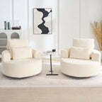 Furnimart 40" Oversized Barrel Accent Chair Set of 2, 360° Swivel Round Upholstered Sofa, Chenille High-Resilience Sponge, No Assembly, Wide Seat for Living Room, Bedroom, Apartment 