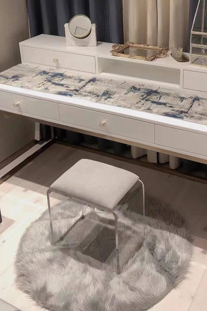 Velvet Upholstered and Acrylic Frame Makeup Vanity Stool Gray and Clear Ottoman