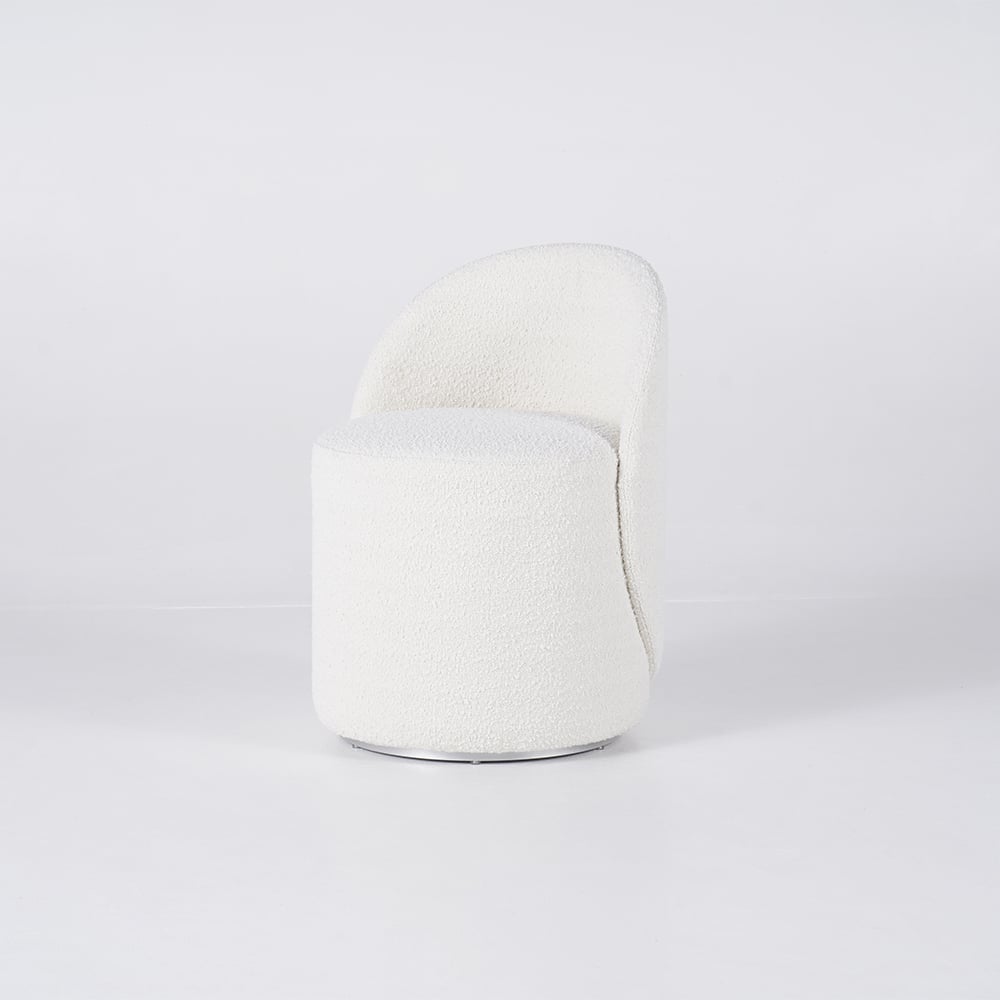 Boucle Round Back Swivel Vanity Stool Accent Chair