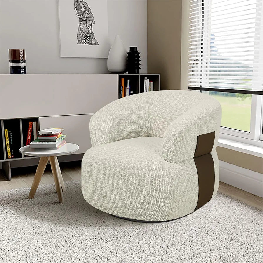 Swivel Accent Chair Set of 2, 360° Swivel Barrel Chair for Living Room, Reading Chair for Bedroom, Modern Round Accent Arm Chairs Club Chair for Nursery Living Room