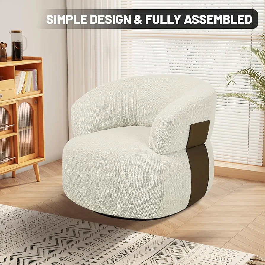 Swivel Accent Chair Set of 2, 360° Swivel Barrel Chair for Living Room, Reading Chair for Bedroom, Modern Round Accent Arm Chairs Club Chair for Nursery Living Room