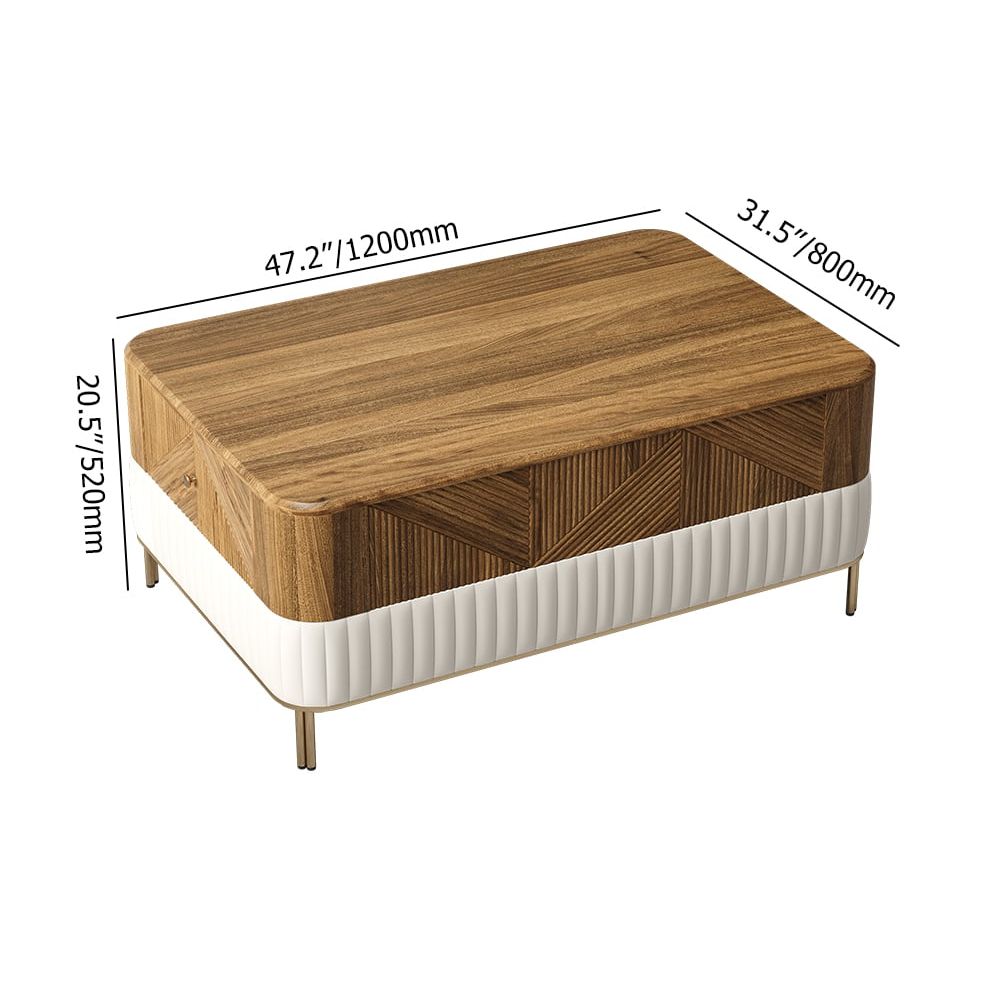 Wovent Mid-Century Modern Walnut Wood Rectangular Coffee Table with Storage