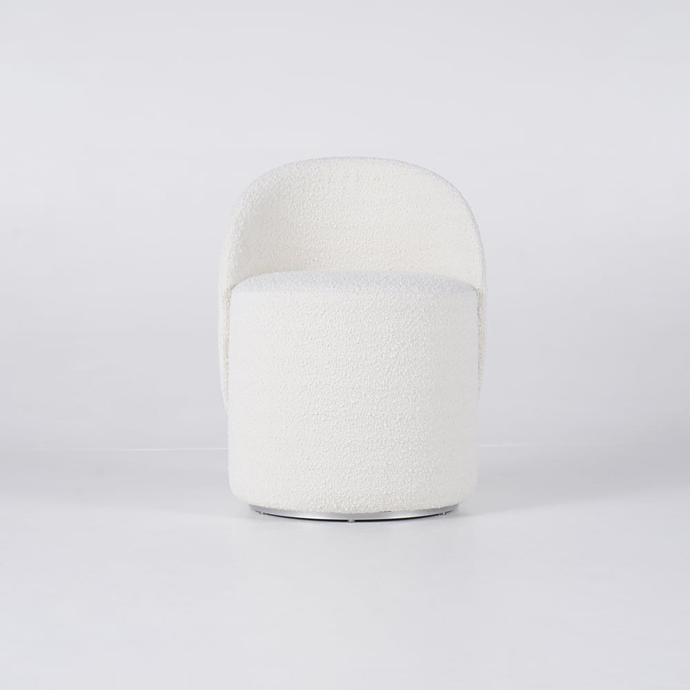 Boucle Round Back Swivel Vanity Stool Accent Chair