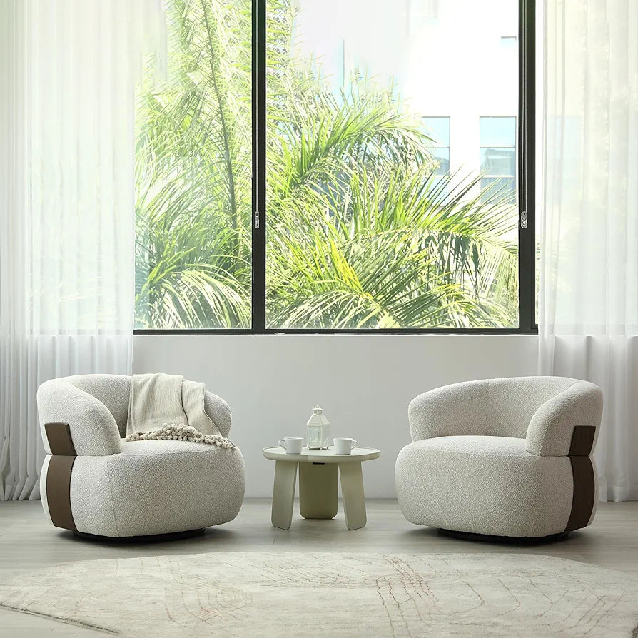 Swivel Accent Chair Set of 2, 360° Swivel Barrel Chair for Living Room, Reading Chair for Bedroom, Modern Round Accent Arm Chairs Club Chair for Nursery Living Room