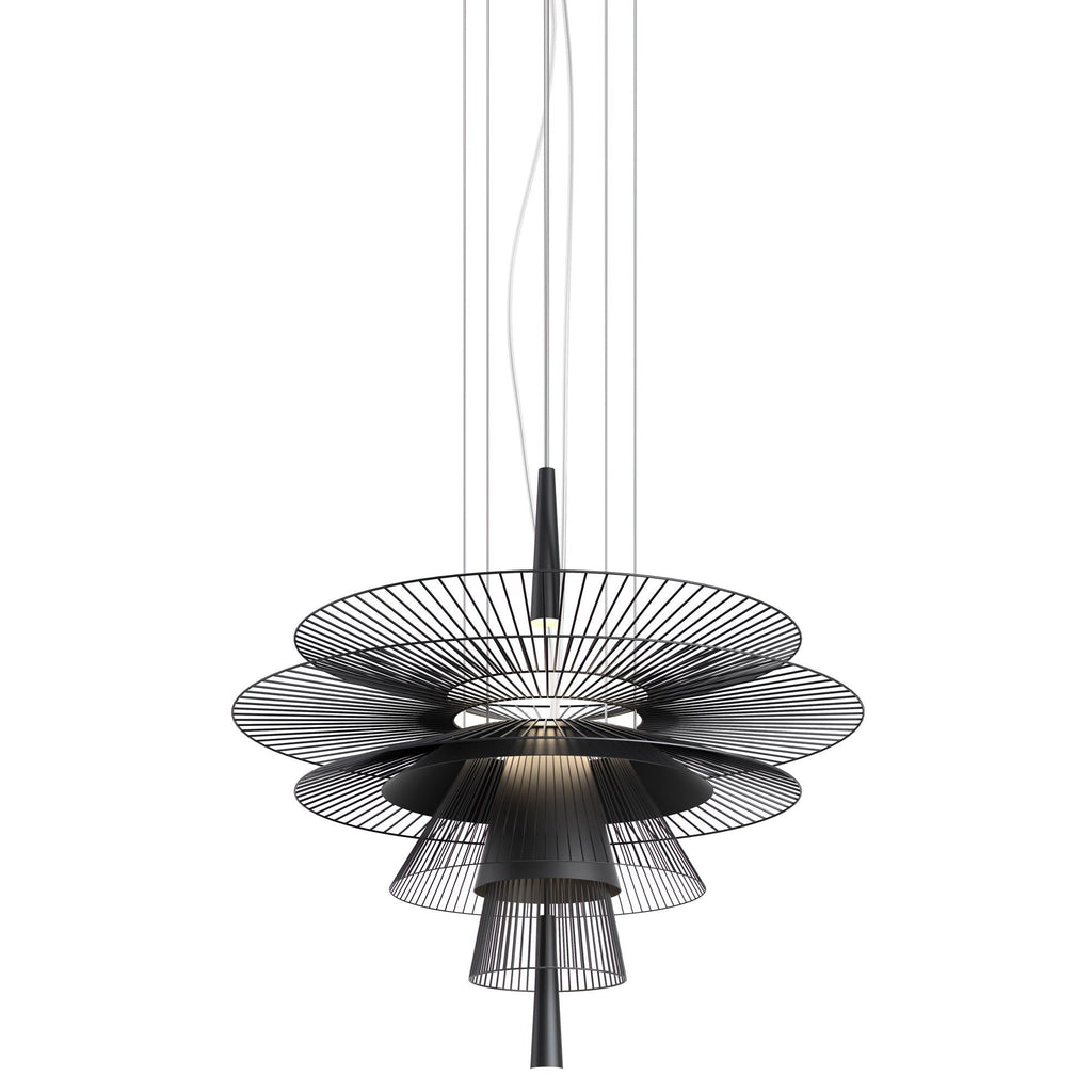 Modern Gravity Pendant Chandelier with Adjustable LED Illumination - Black & Champagne Finishes
